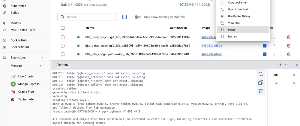 CloudNativePG - install (2.18) and first test: transient failure